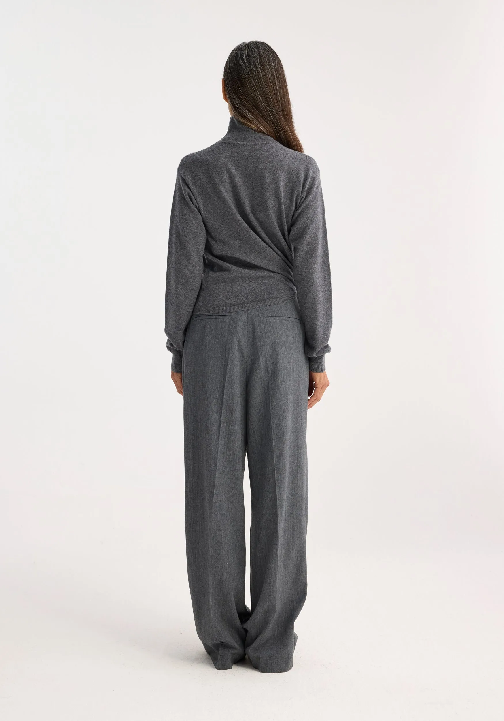 4-sleeved knotted jumper | mid grey melange