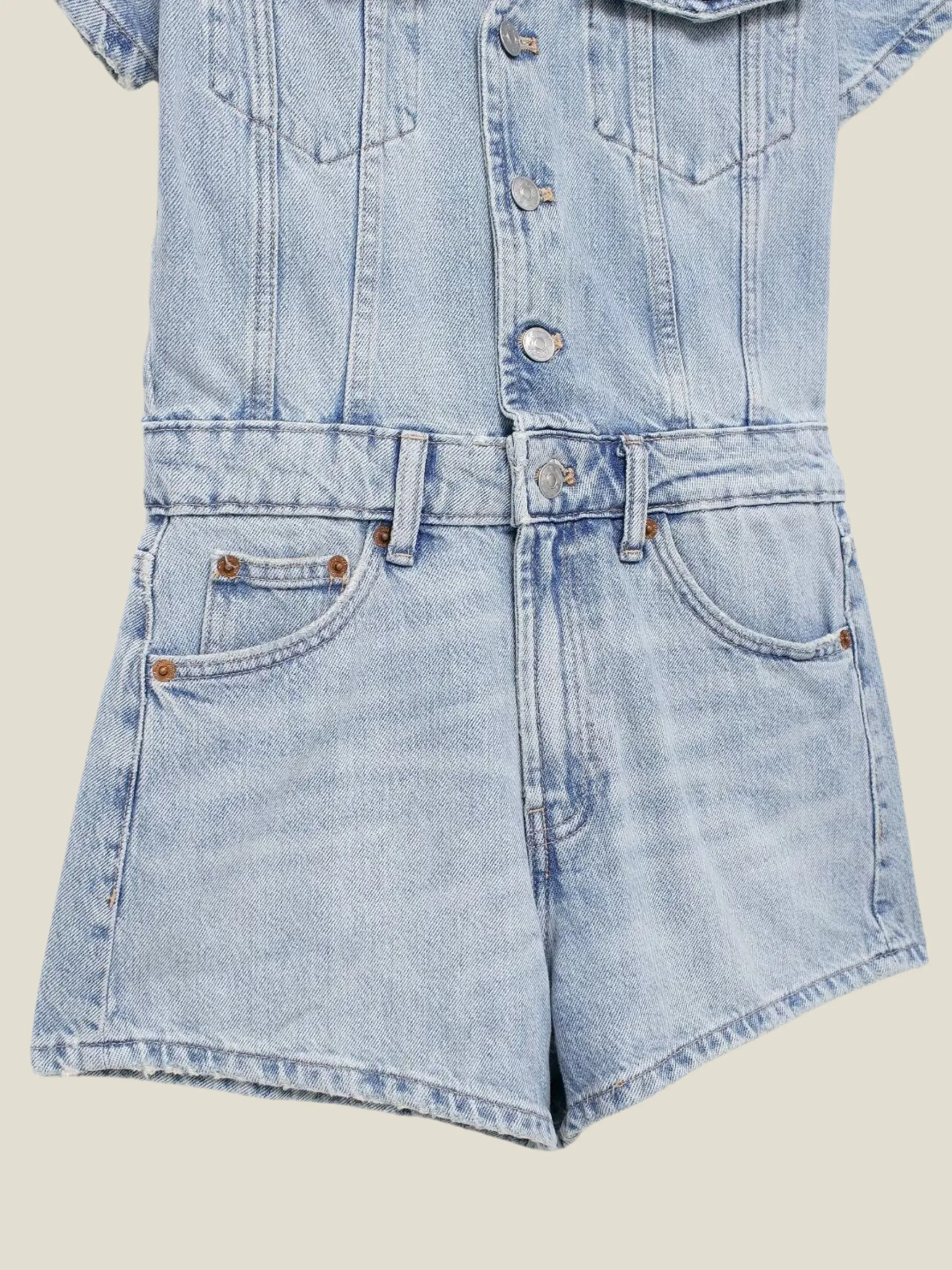 Anette Short Sleeve Denim Romper