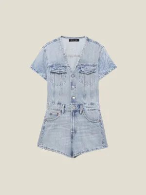 Anette Short Sleeve Denim Romper