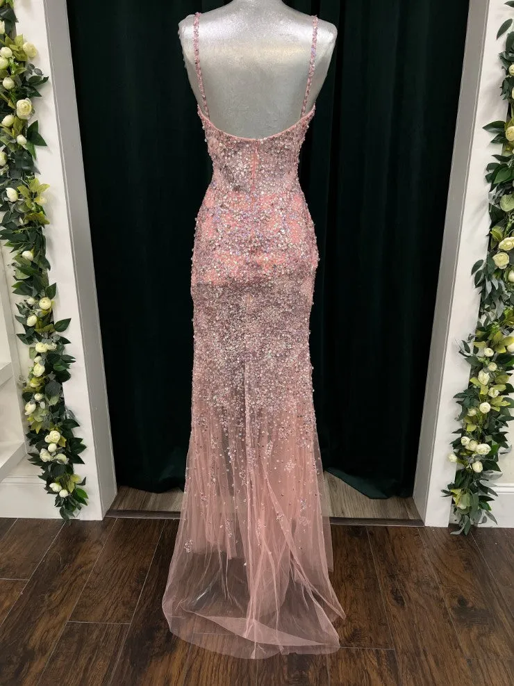 Beaded Fitted Sleeveless Slit Gown by Jovani 05872