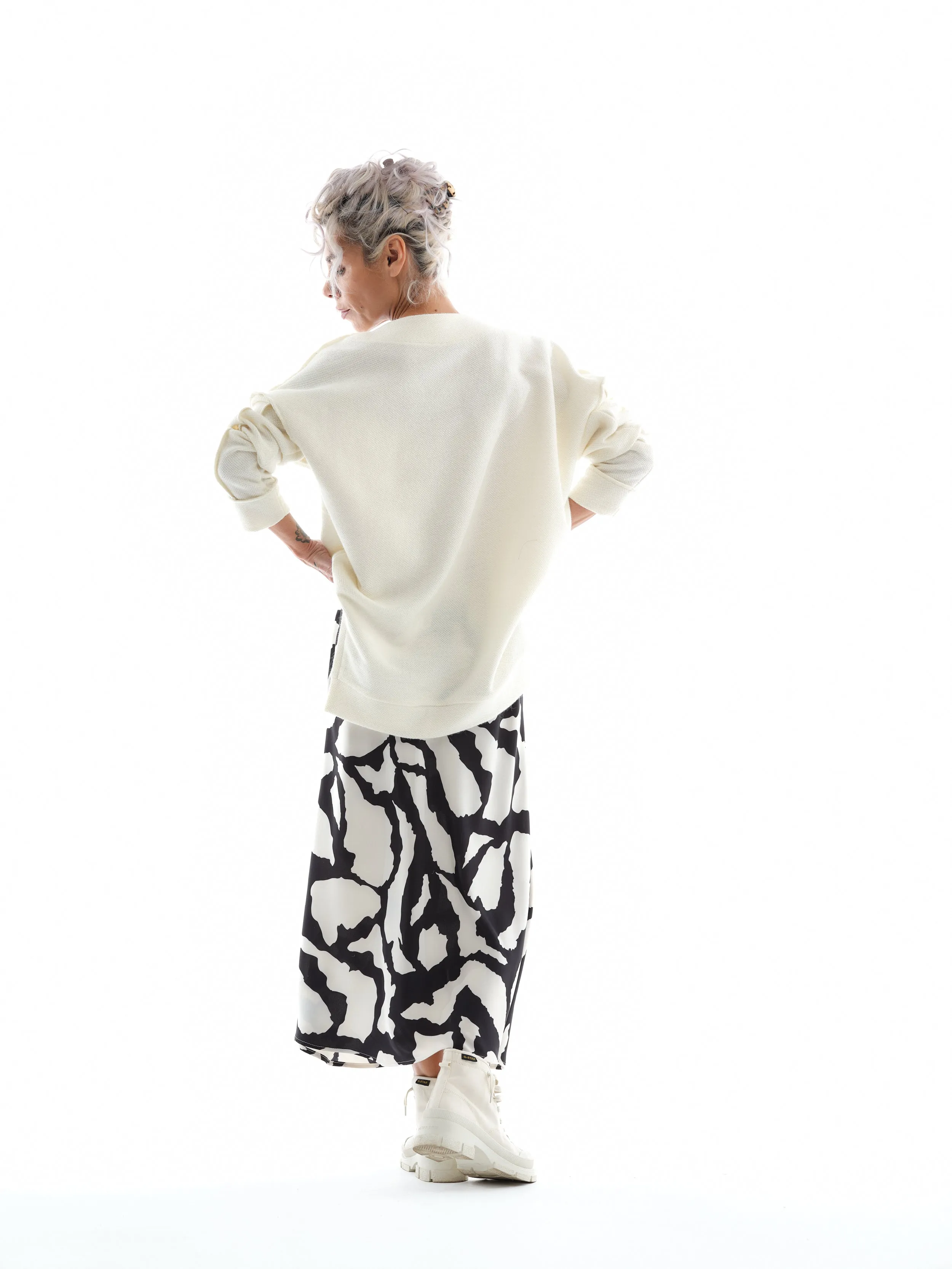 Black & White Satin Maxi Skirt