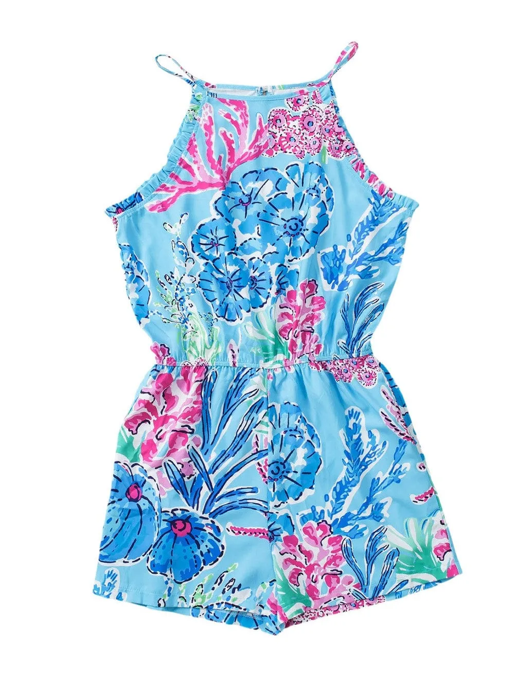 Blossom Print Frill Sleeveless Jumpsuit
