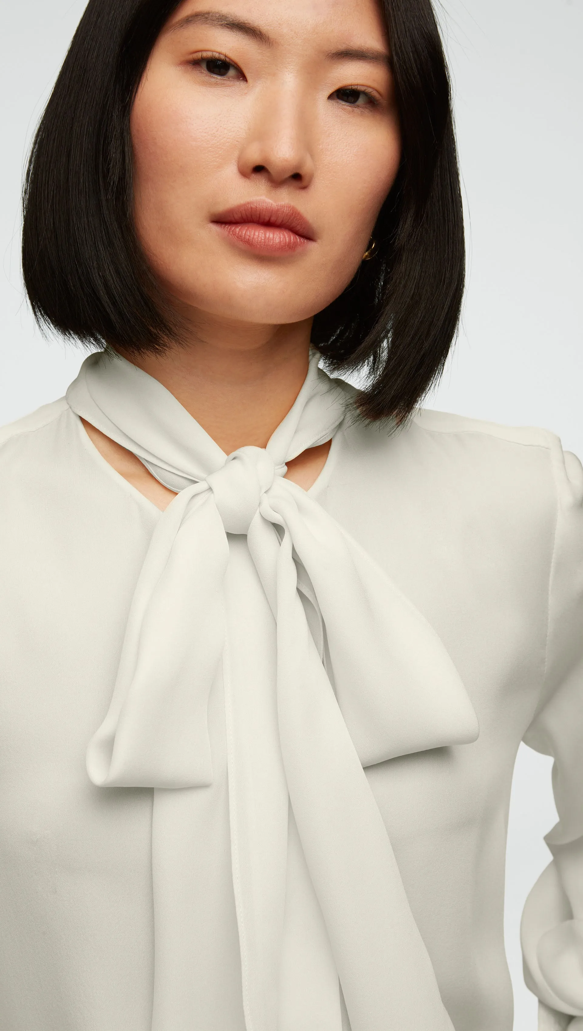 Bow Blouse in Double Georgette | Ivory