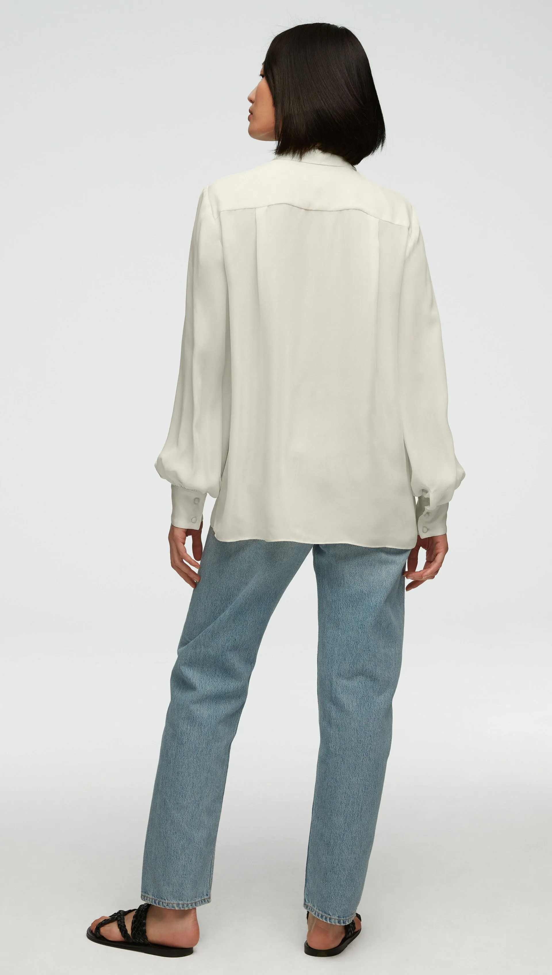 Bow Blouse in Double Georgette | Ivory