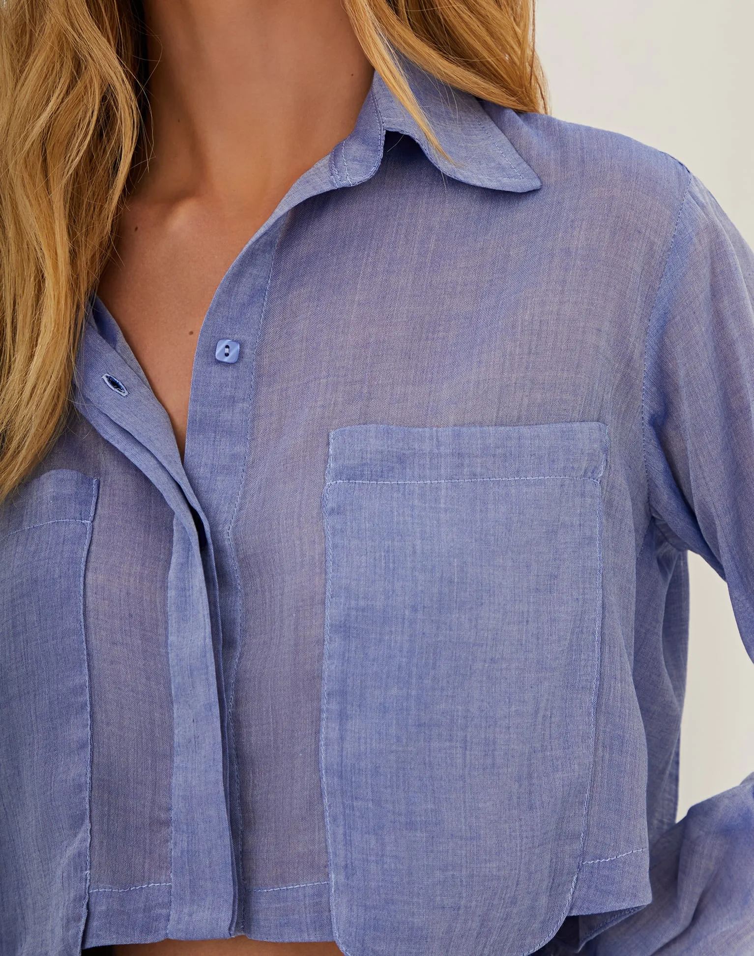 Cassia Cropped Blouse - Sapphire