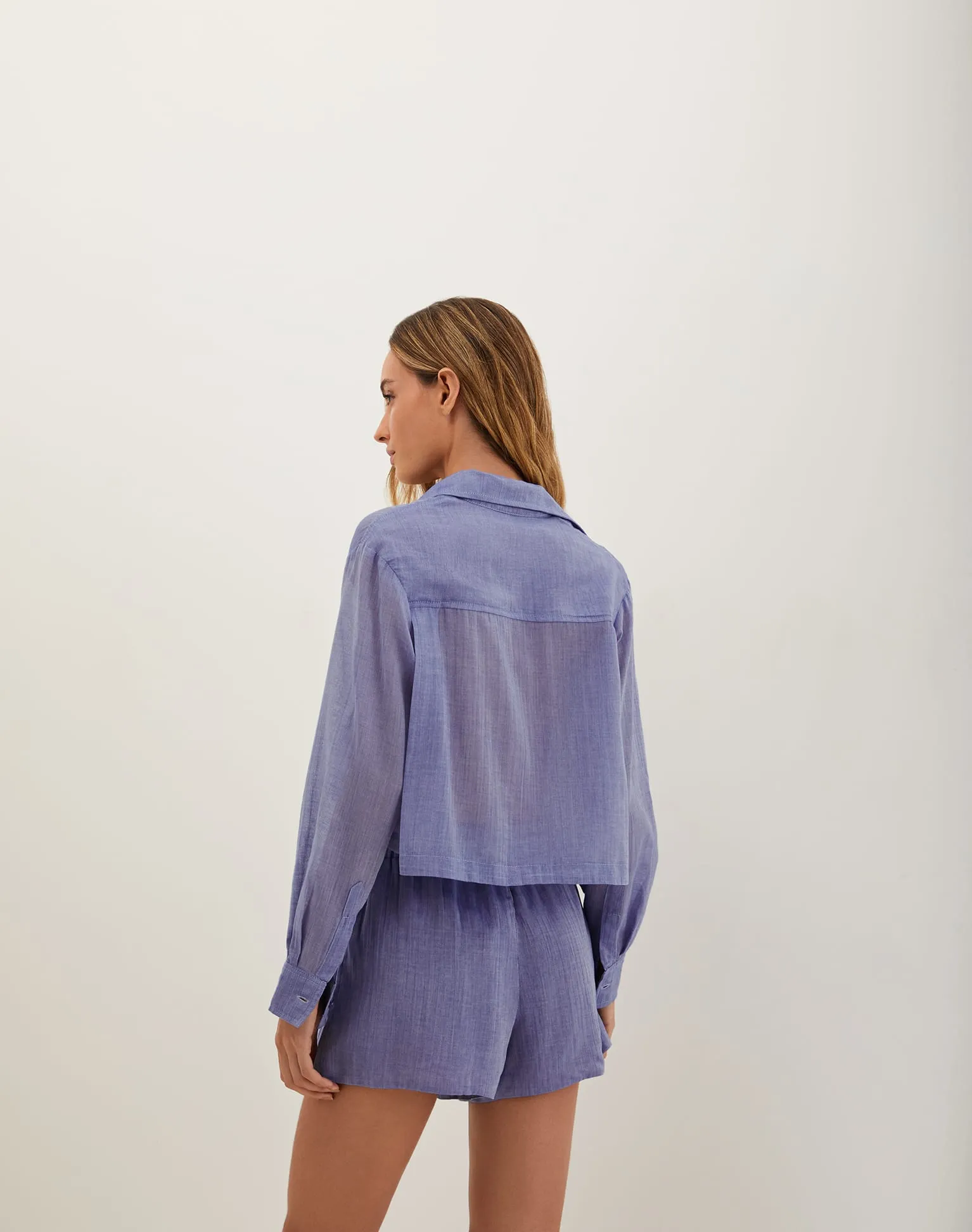 Cassia Cropped Blouse - Sapphire