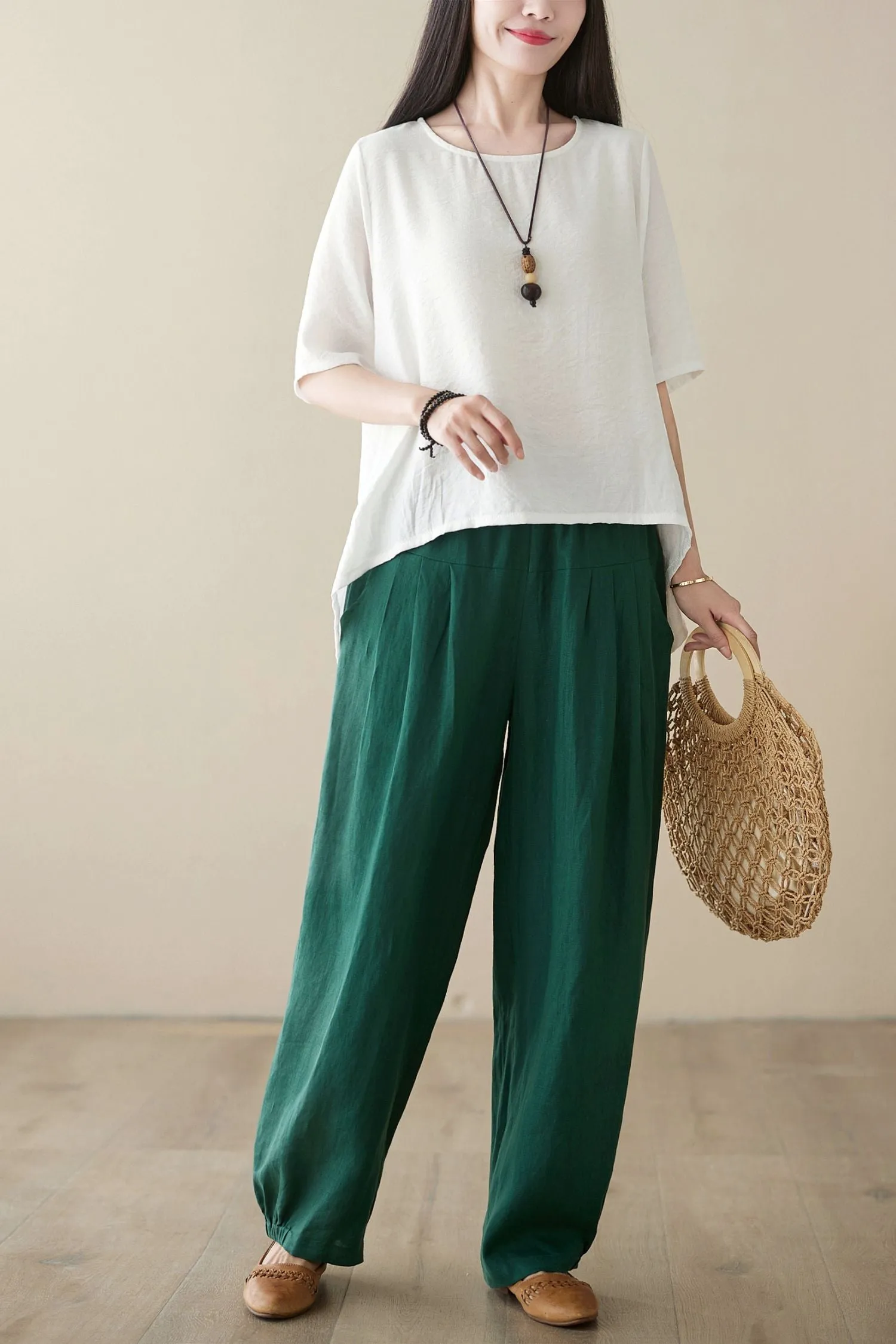 Casual linen long pants C3960 - Size XS # CK2400101