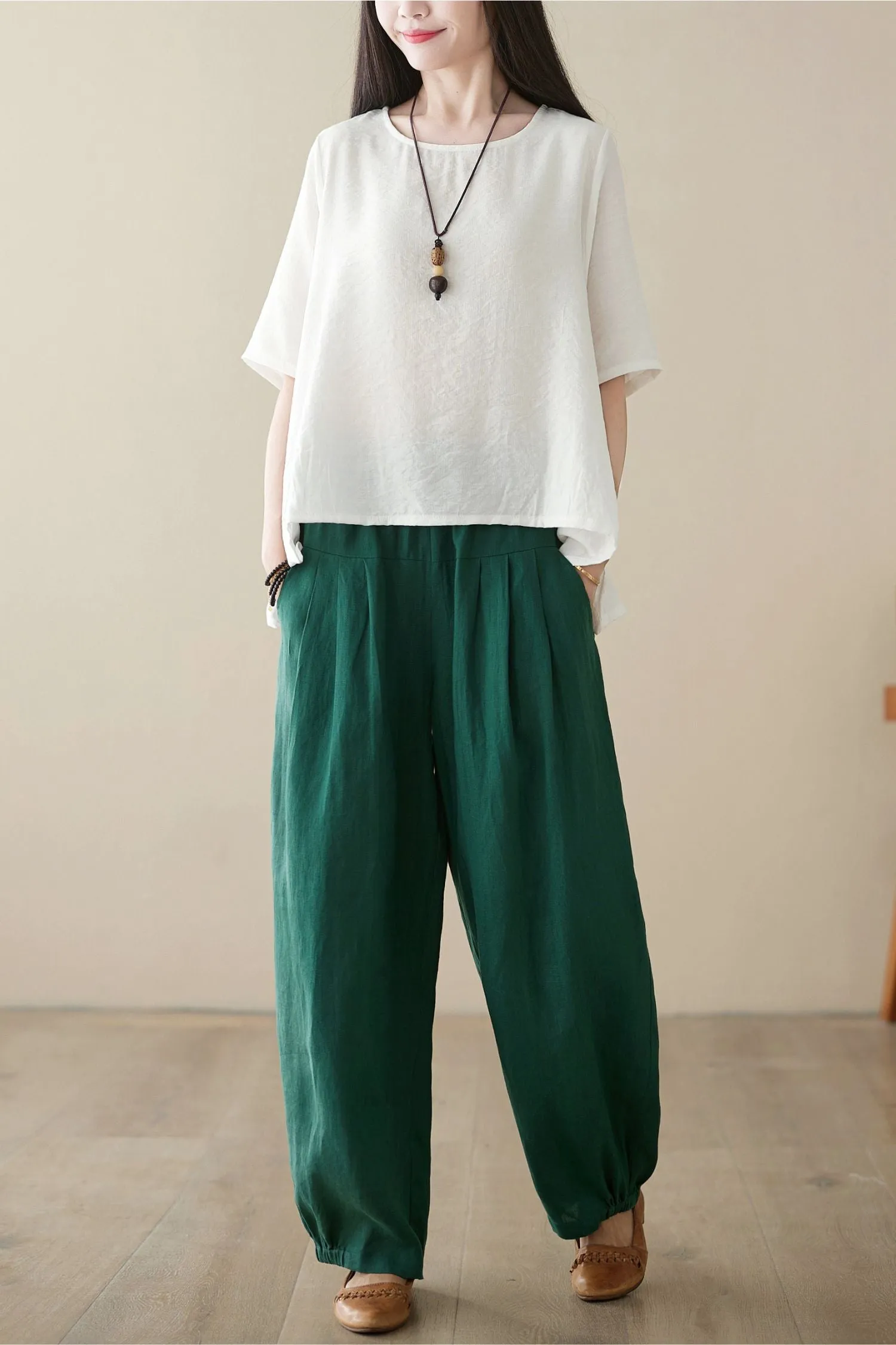 Casual linen long pants C3960 - Size XS # CK2400101