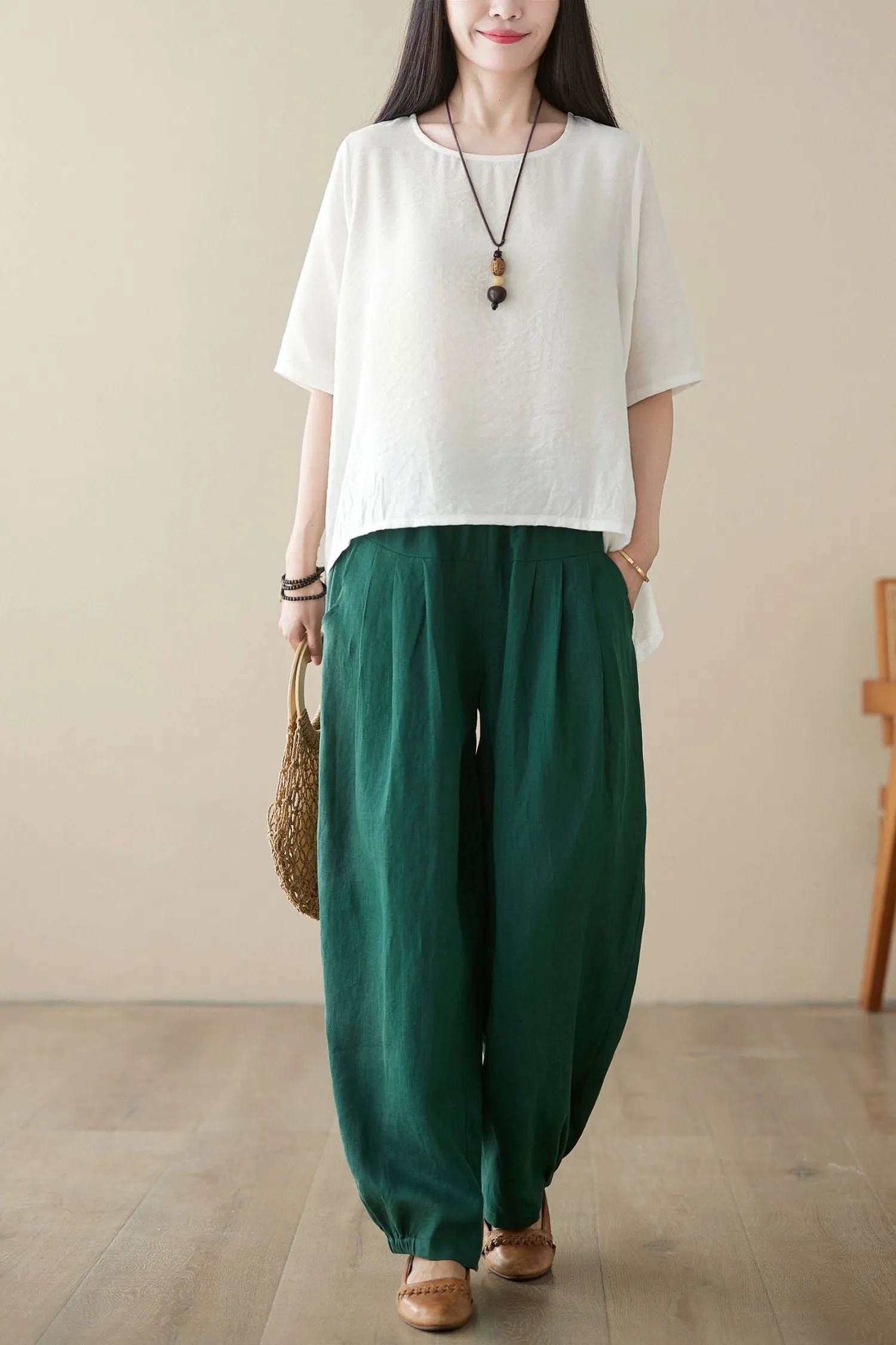 Casual linen long pants C3960 - Size XS # CK2400101
