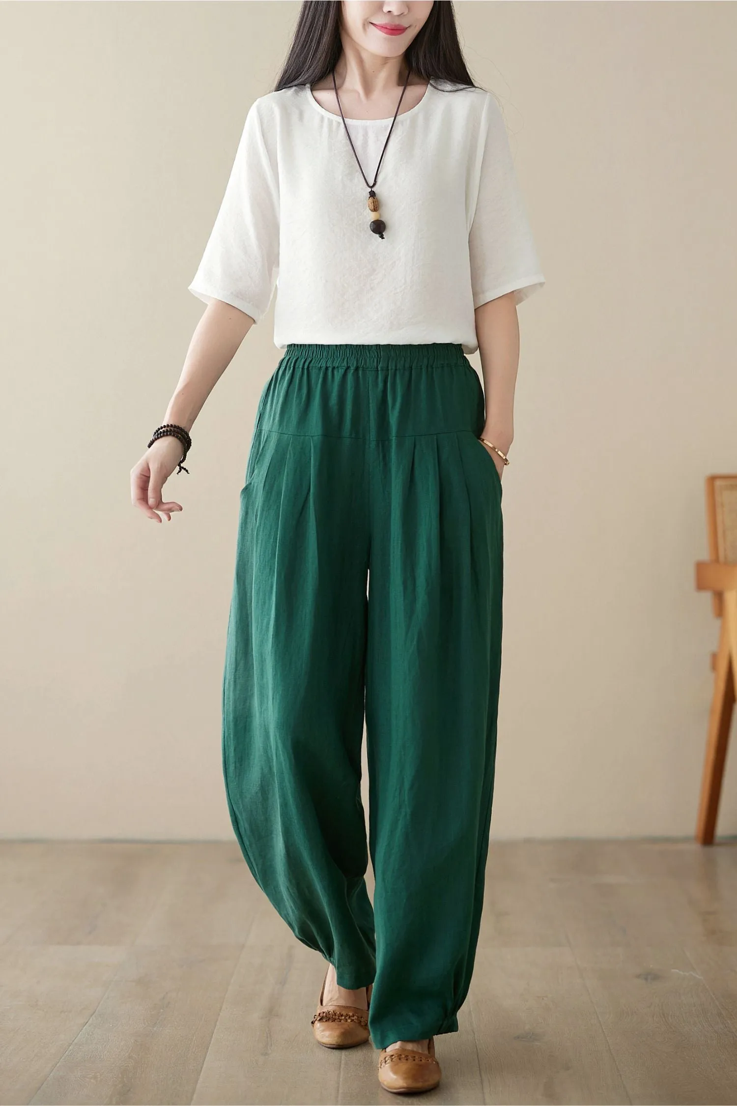 Casual linen long pants C3960 - Size XS # CK2400101