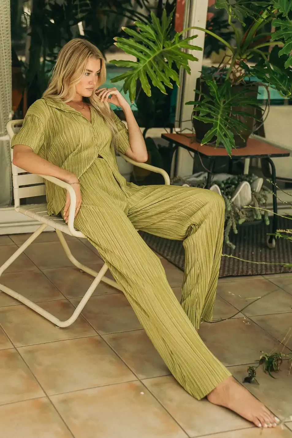 Clara Ribbed Top in Green - FINAL SALE