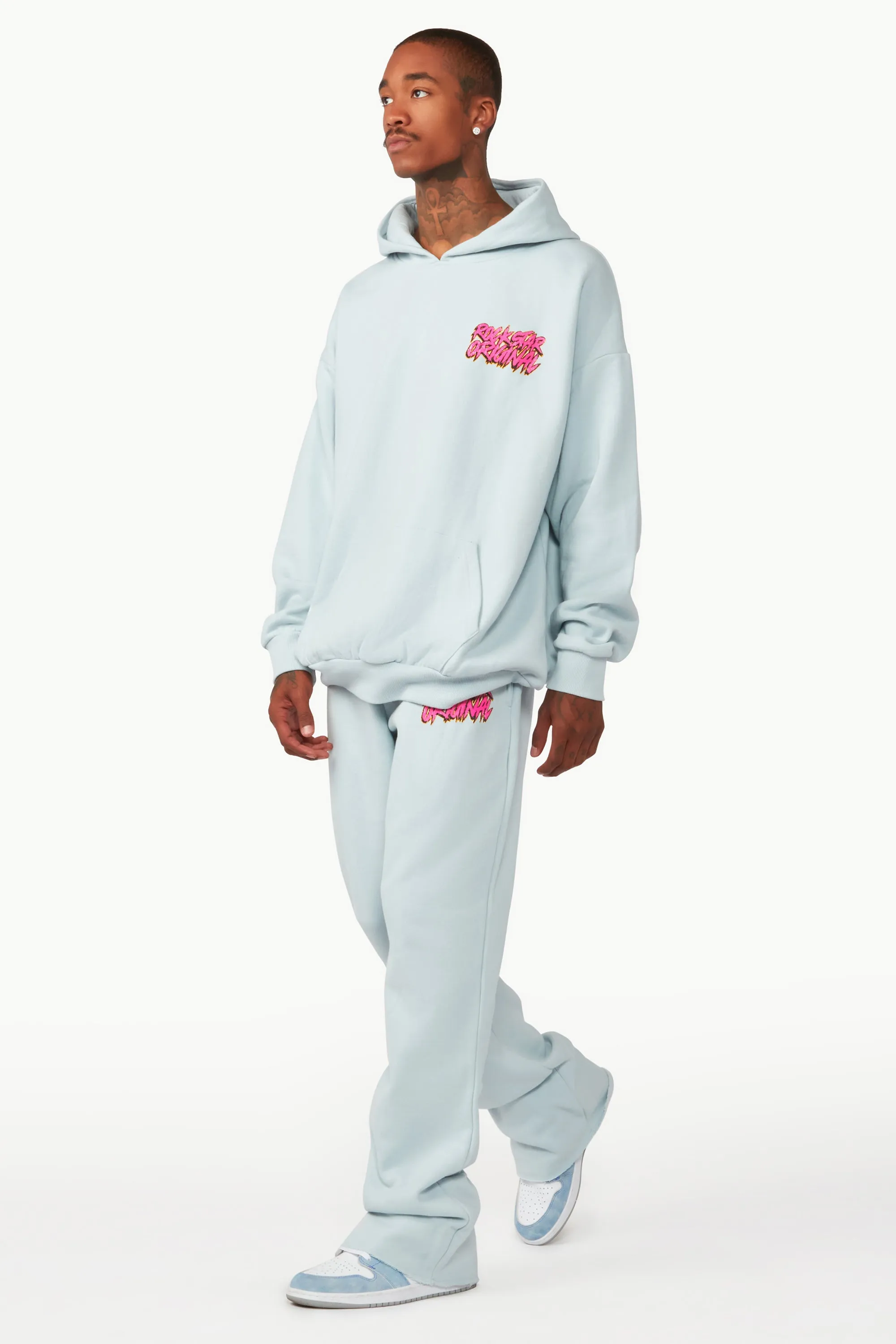 Clava Sky Blue Oversized Hoodie/Flare Trackset
