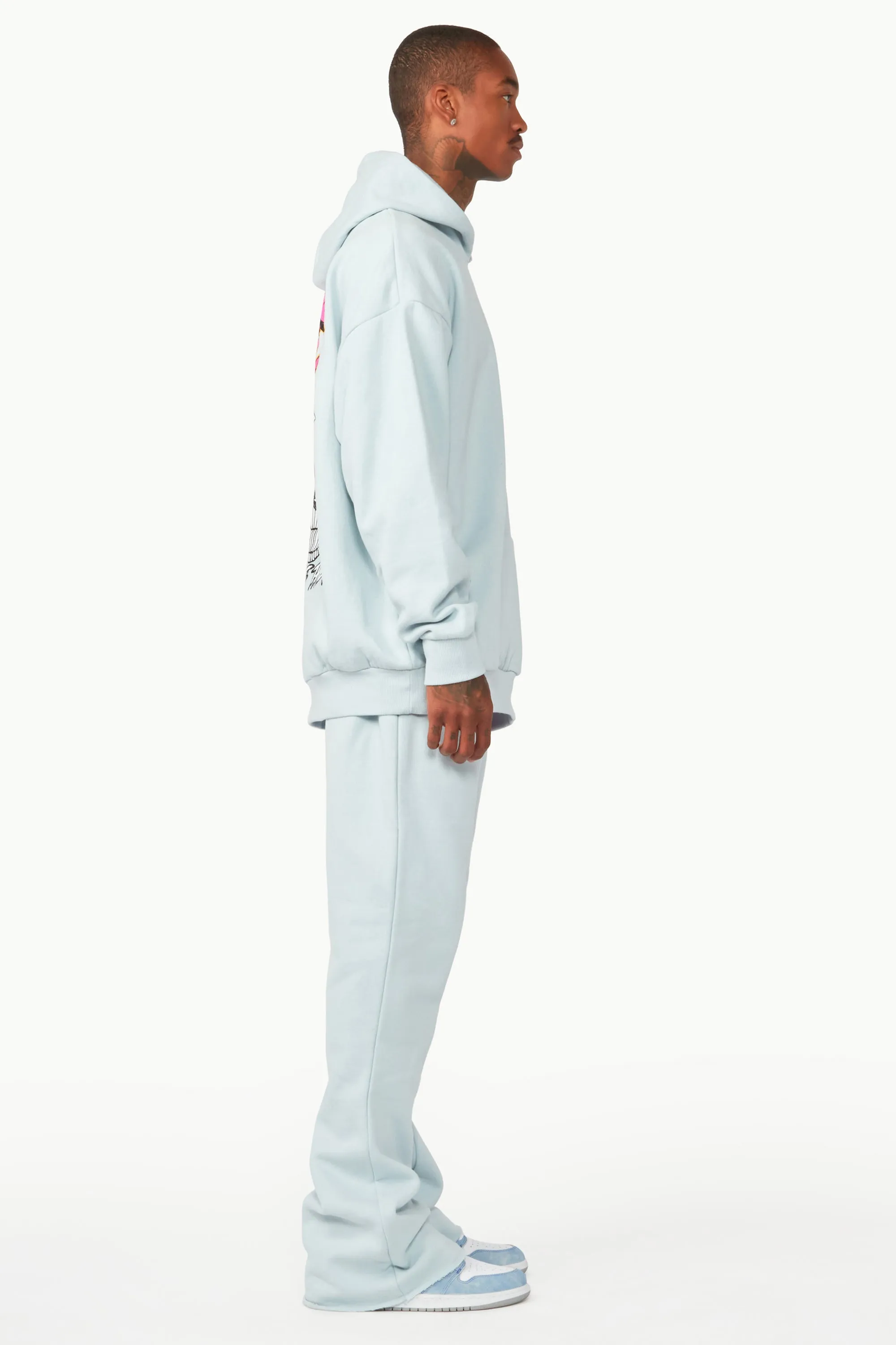 Clava Sky Blue Oversized Hoodie/Flare Trackset