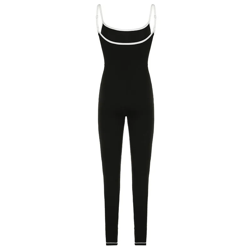 Contrast Trim Spaghetti Strap Jumpsuit