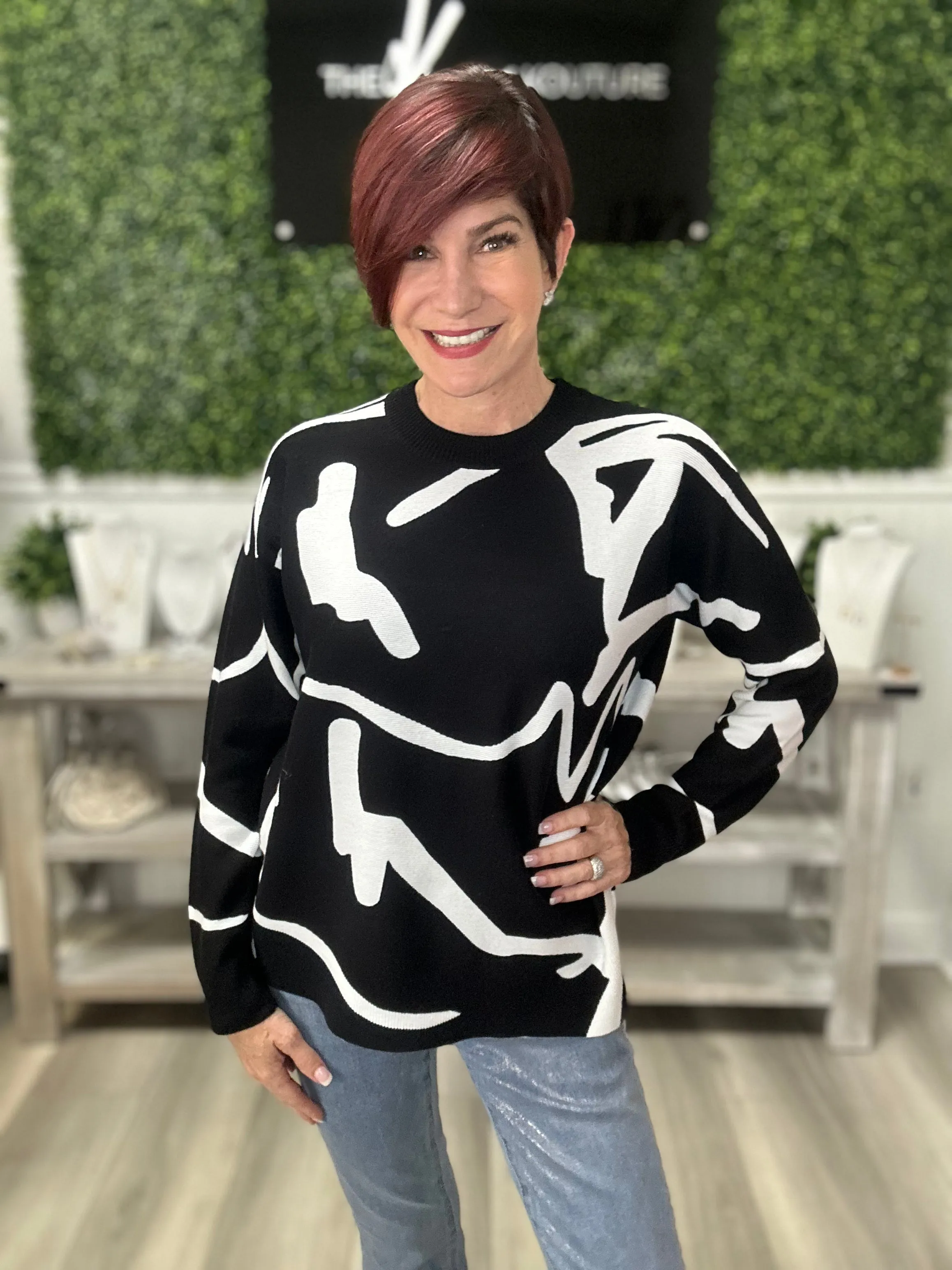 Crew-Neck Drop Shoulder Sweater