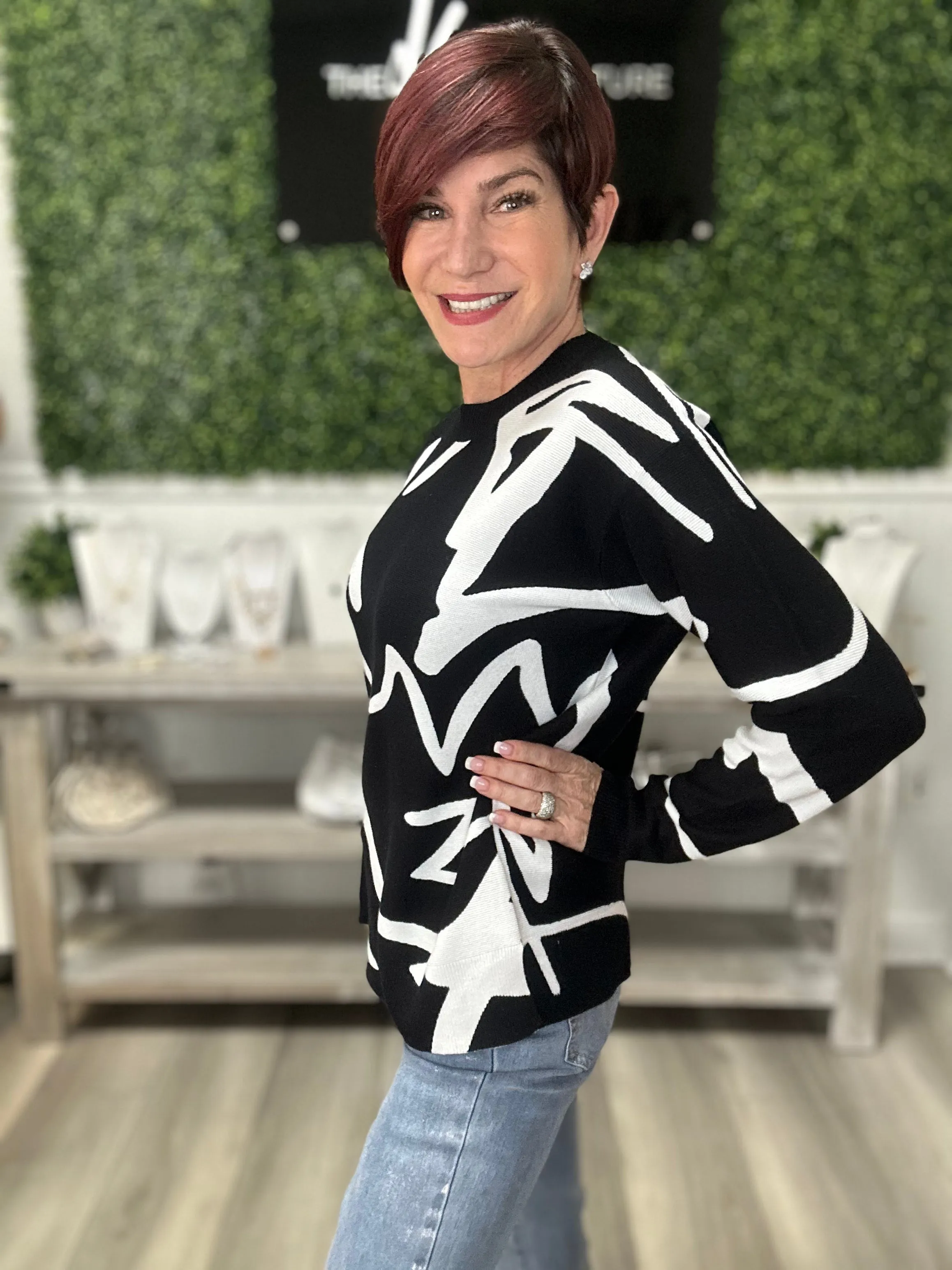 Crew-Neck Drop Shoulder Sweater