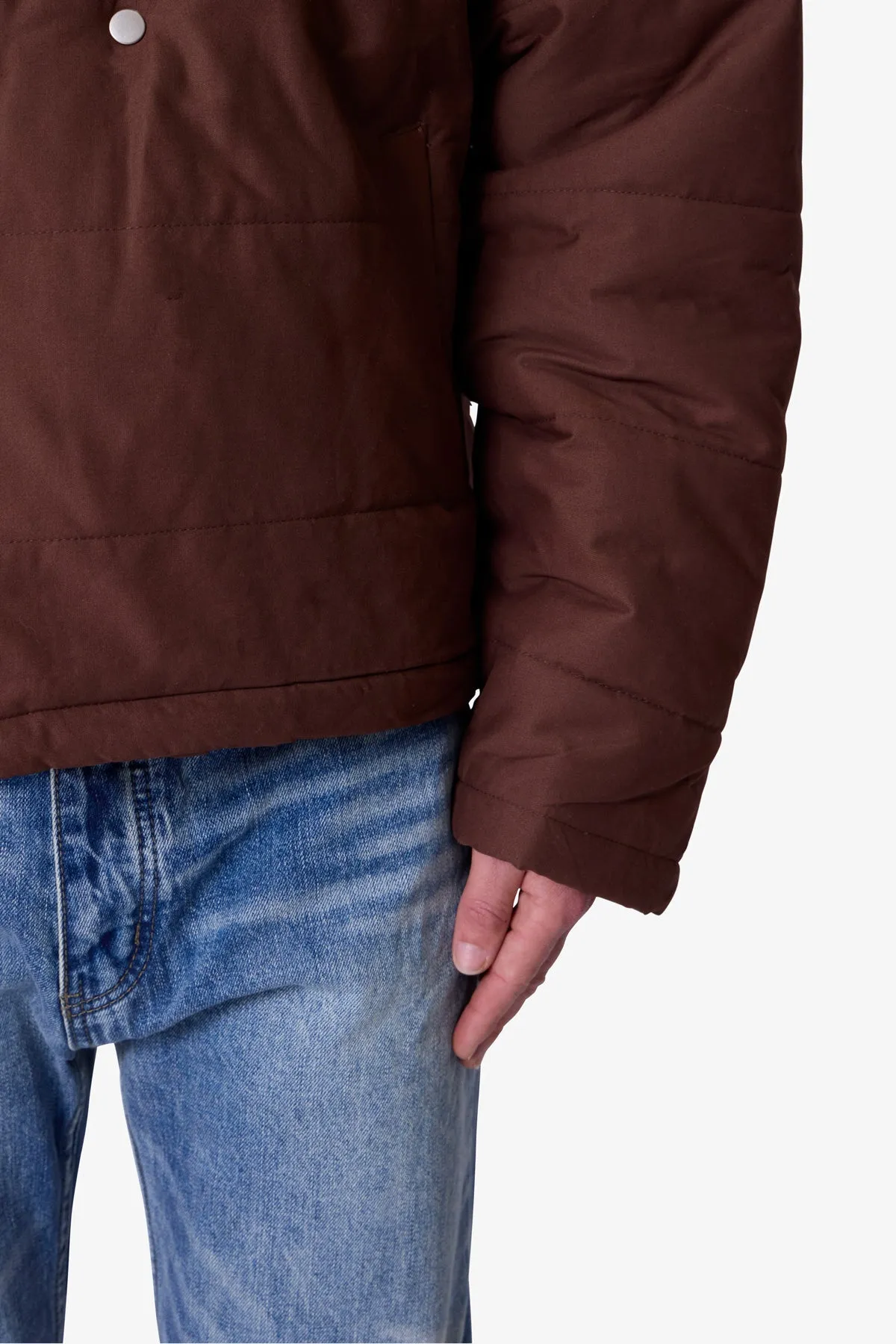 Crossed Trench Puffer Jacket - Brown