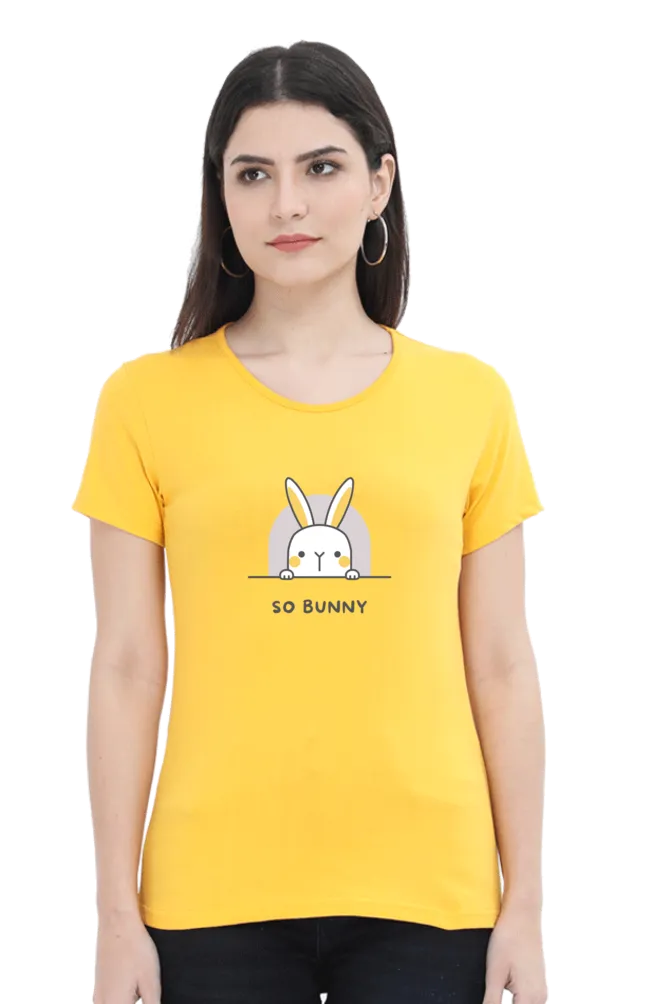 Cute Bunny Printed Scoop Neck T-shirt for women