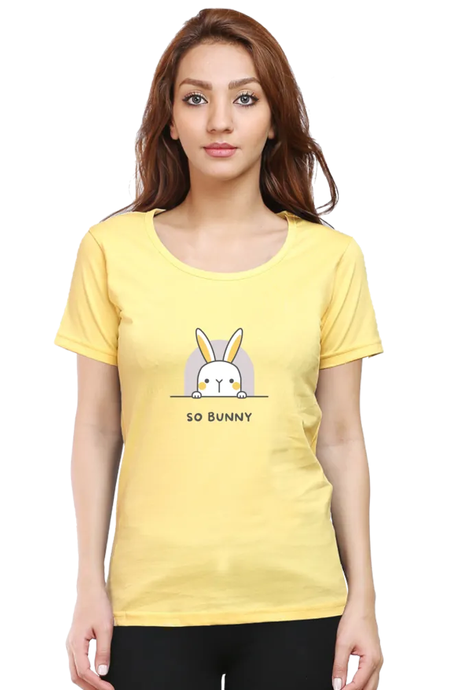 Cute Bunny Printed Scoop Neck T-shirt for women