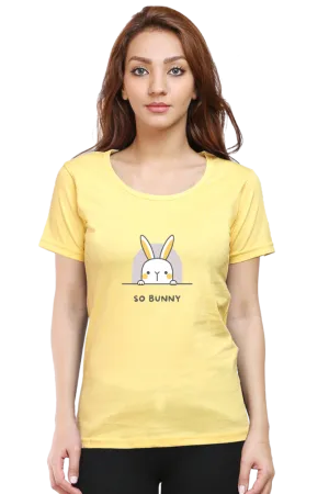 Cute Bunny Printed Scoop Neck T-shirt for women