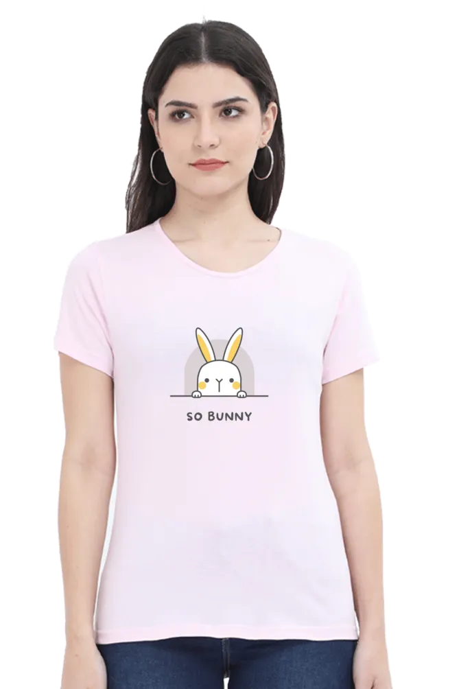 Cute Bunny Printed Scoop Neck T-shirt for women