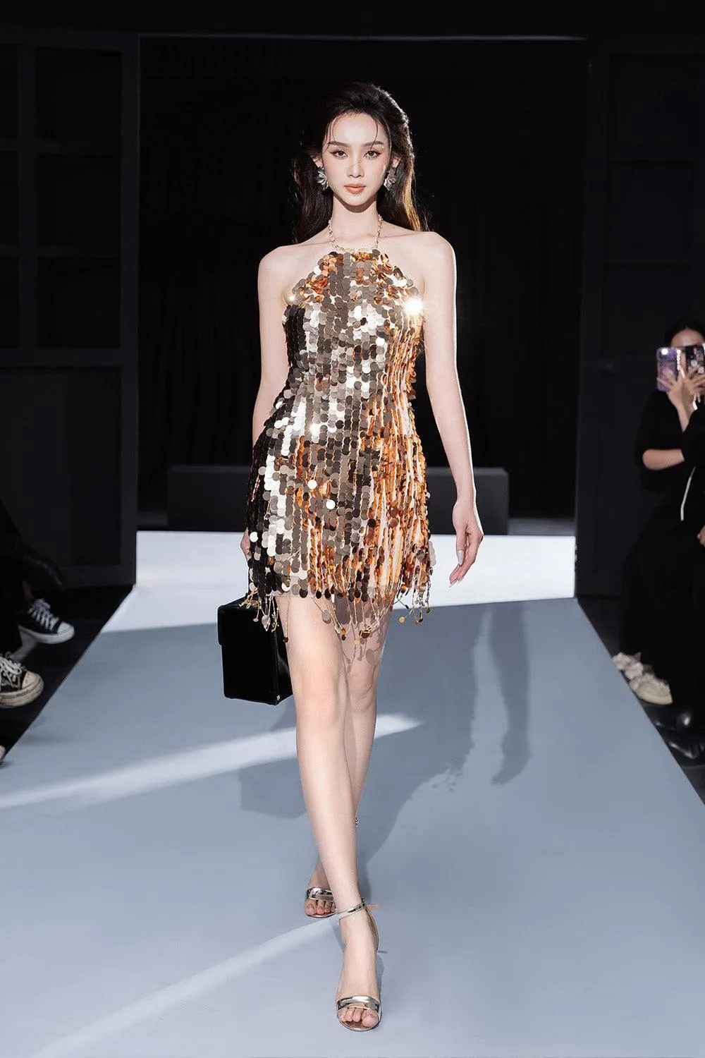 Davia Halter Sleeveless Sequin Mini Dress