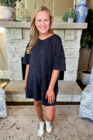Designer Inspired Buttery Soft Mineral Wash Romper in Black