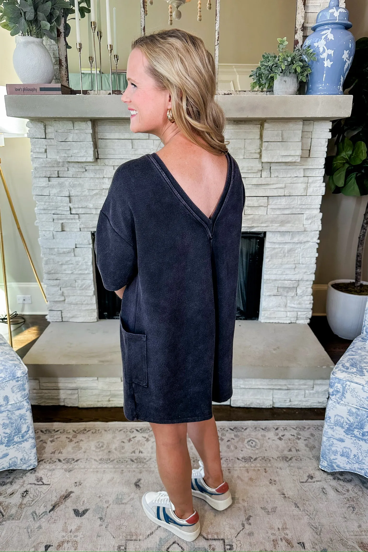 Designer Inspired Buttery Soft Mineral Wash Romper in Black