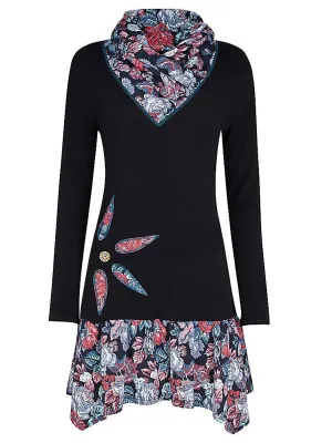 Elegant Printing Stitching Tunic Dress