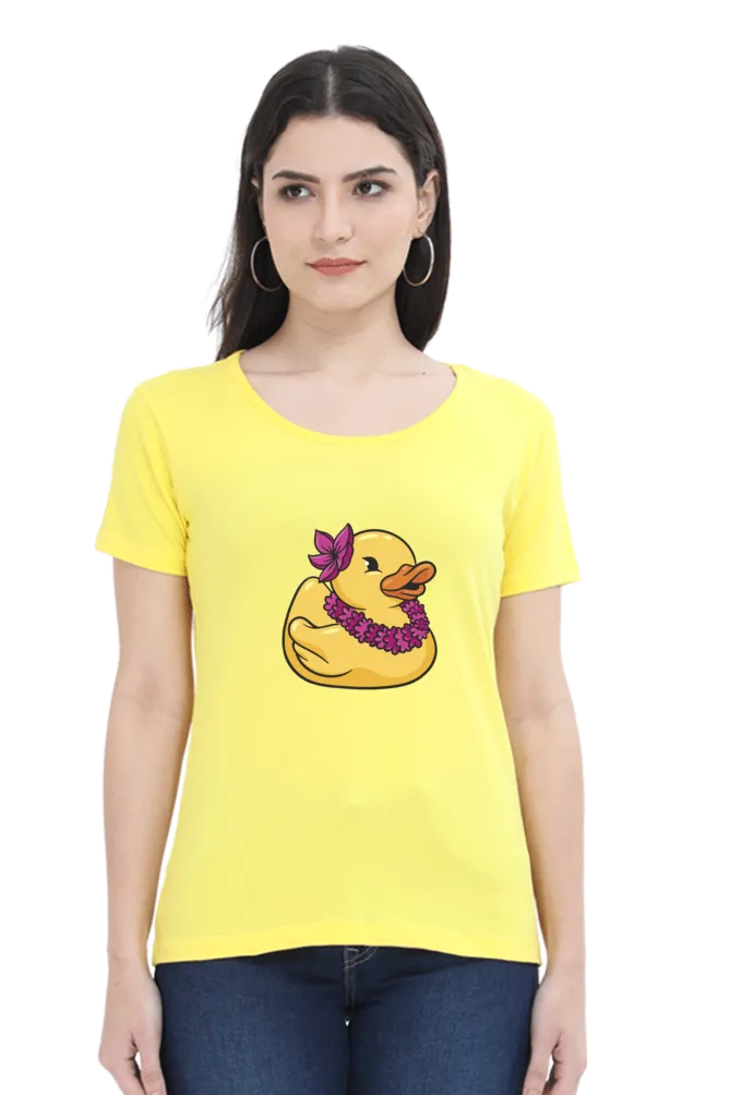 Hawaiian Duck Printed Scoop Neck T-shirt for women