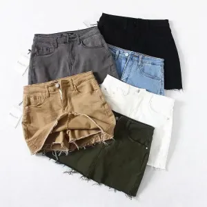 High Waist Denim Leggings Women's Summer Fur Skirt Street Elastic Slim Fit Pants