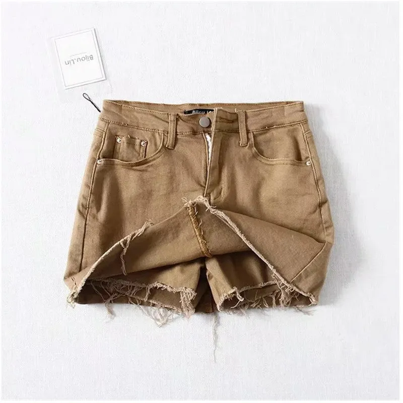 High Waist Denim Leggings Women's Summer Fur Skirt Street Elastic Slim Fit Pants