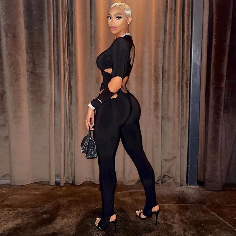 Hollow Out Cuts Bodycon Jumpsuit