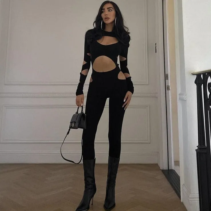 Hollow Out Cuts Bodycon Jumpsuit