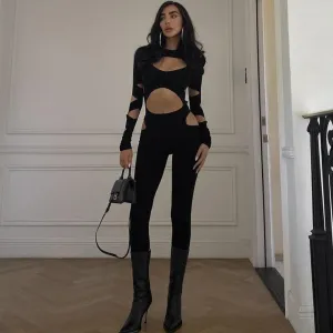 Hollow Out Cuts Bodycon Jumpsuit