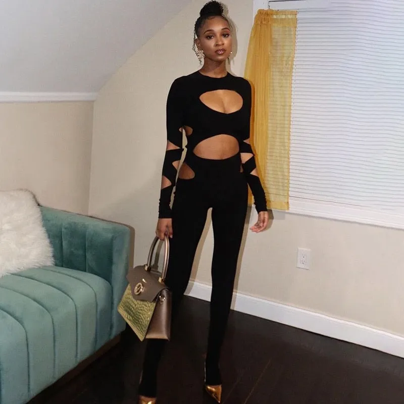 Hollow Out Cuts Bodycon Jumpsuit