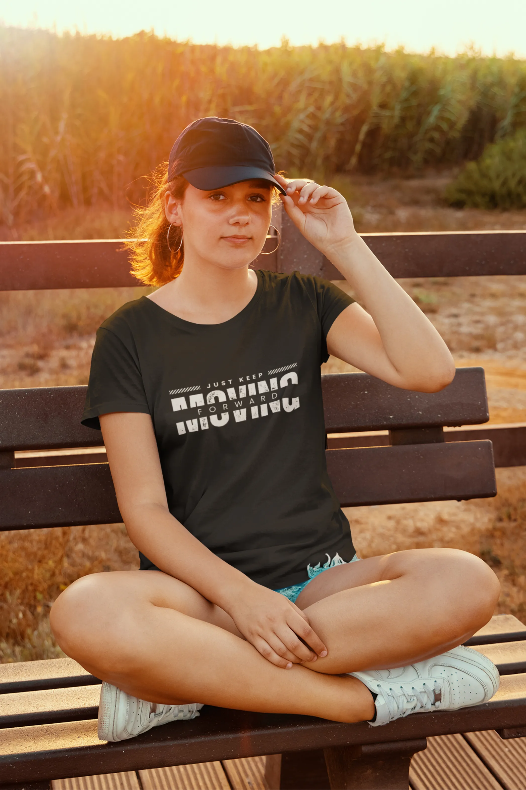 Keep Moving Forward Printed Scoop Neck T-shirt for women