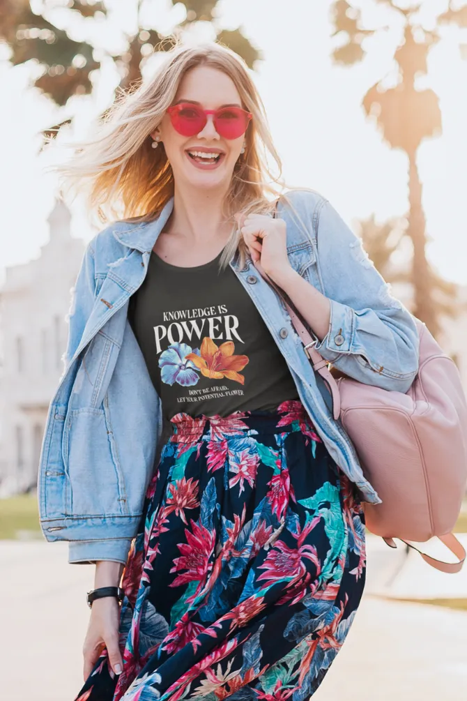 Knowledge is Power Printed Scoop Neck T-shirt for women