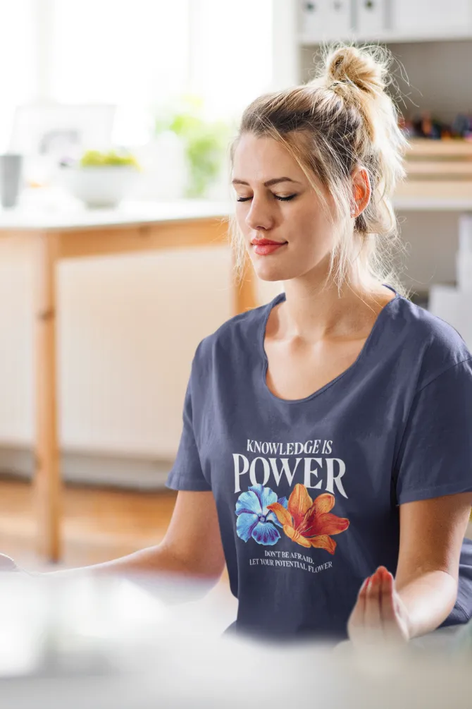 Knowledge is Power Printed Scoop Neck T-shirt for women