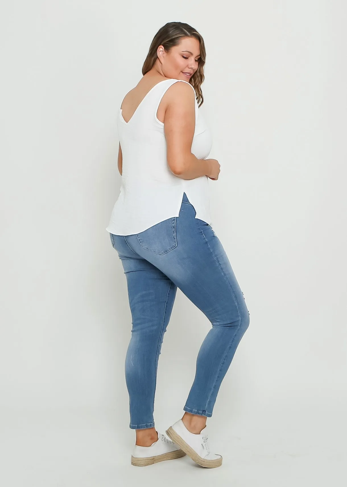 Kylie Ripped Skinny Jeans - Blue