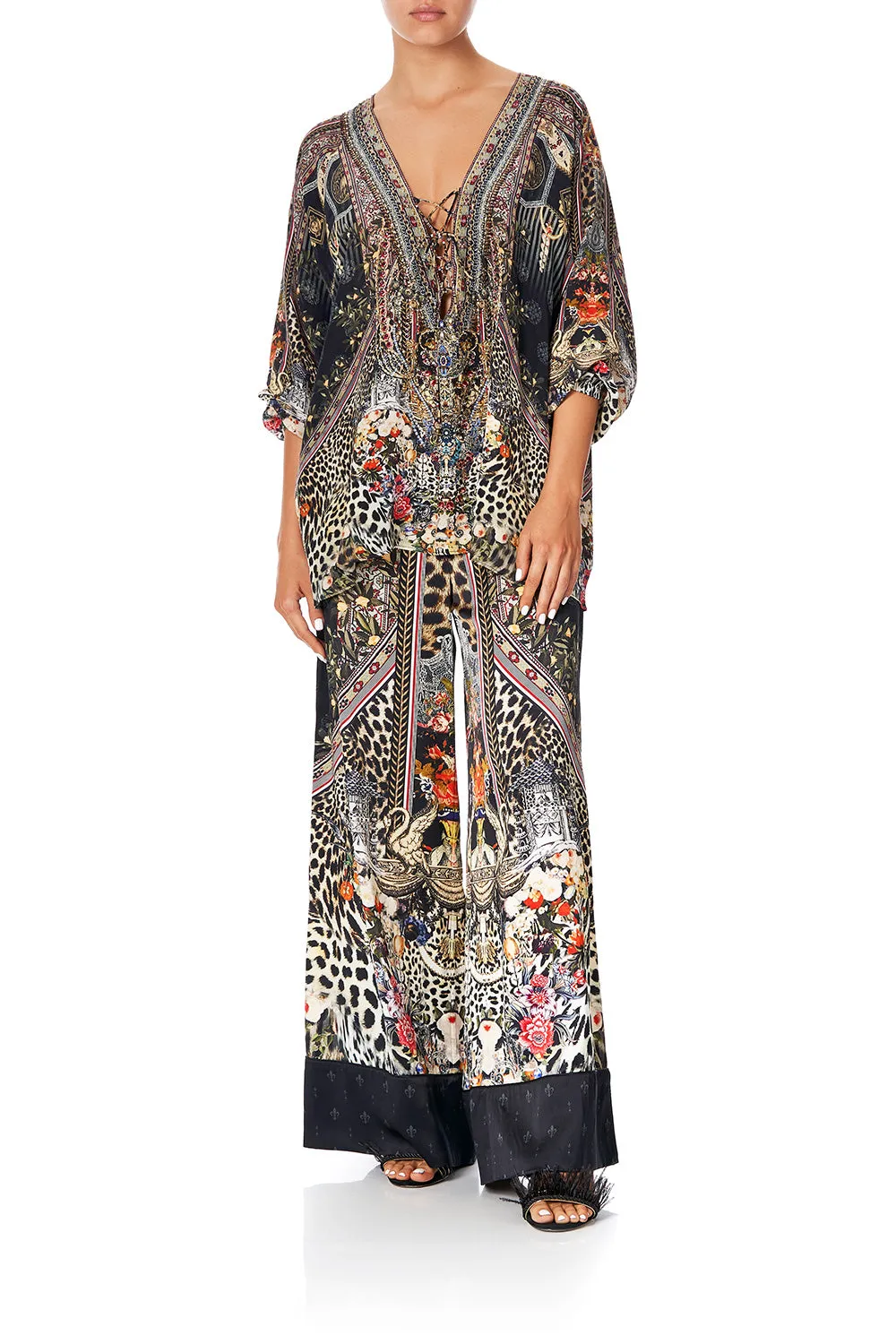 LACE UP BLOUSE MARAIS AT MIDNIGHT