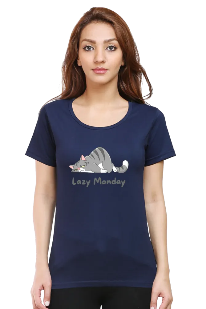 Lazy Monday Printed Scoop Neck T-shirt for women
