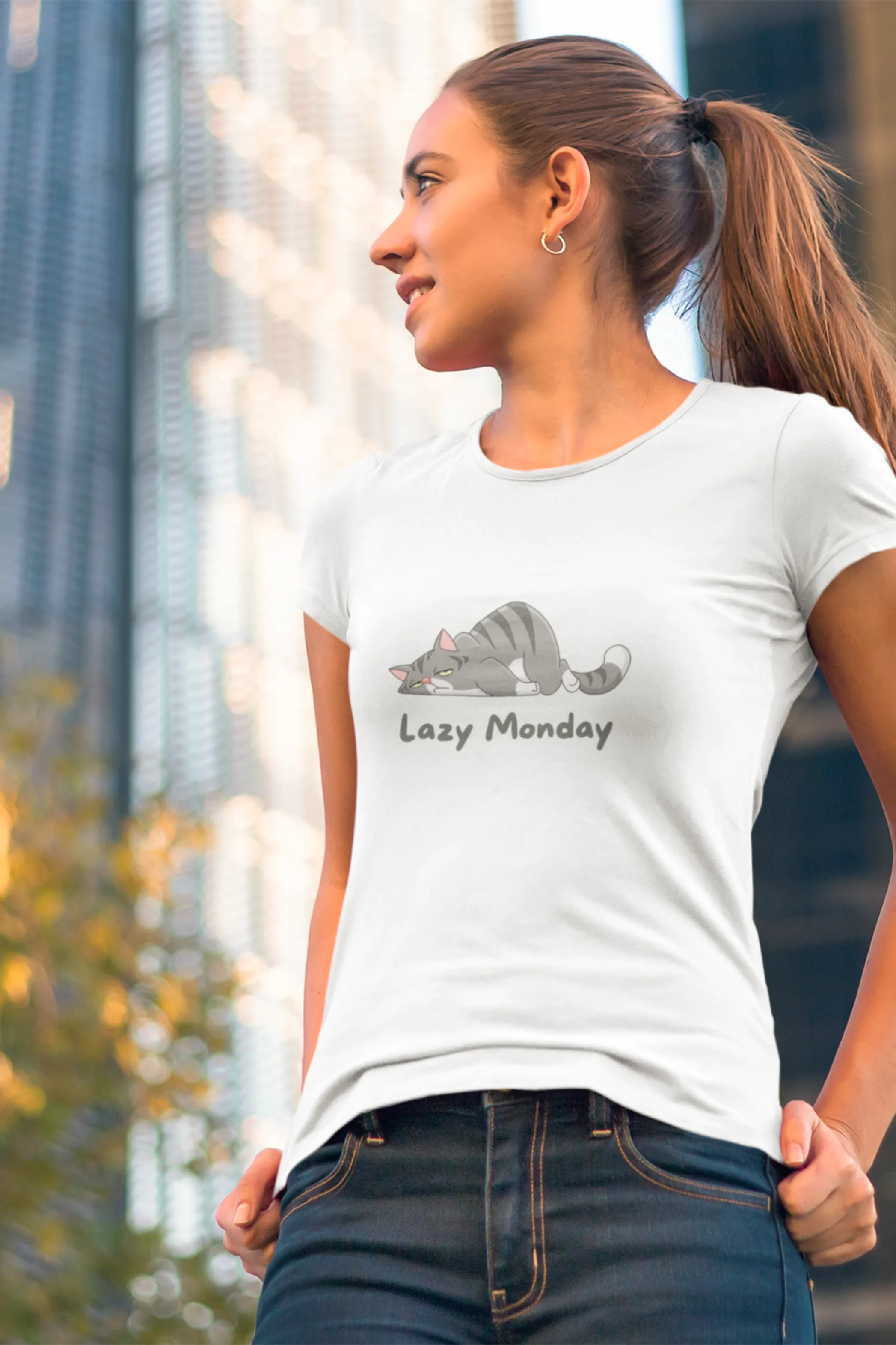 Lazy Monday Printed Scoop Neck T-shirt for women