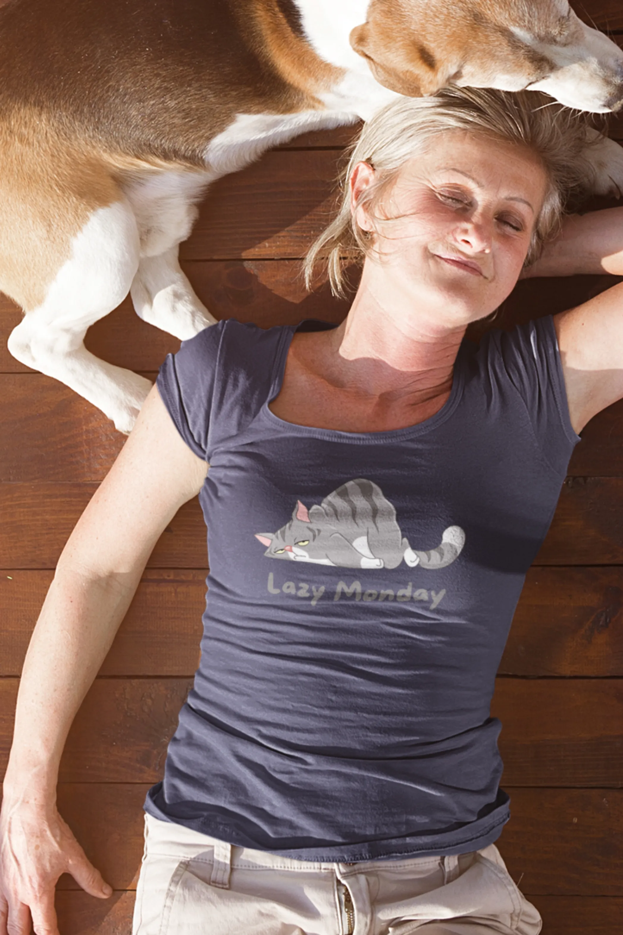 Lazy Monday Printed Scoop Neck T-shirt for women