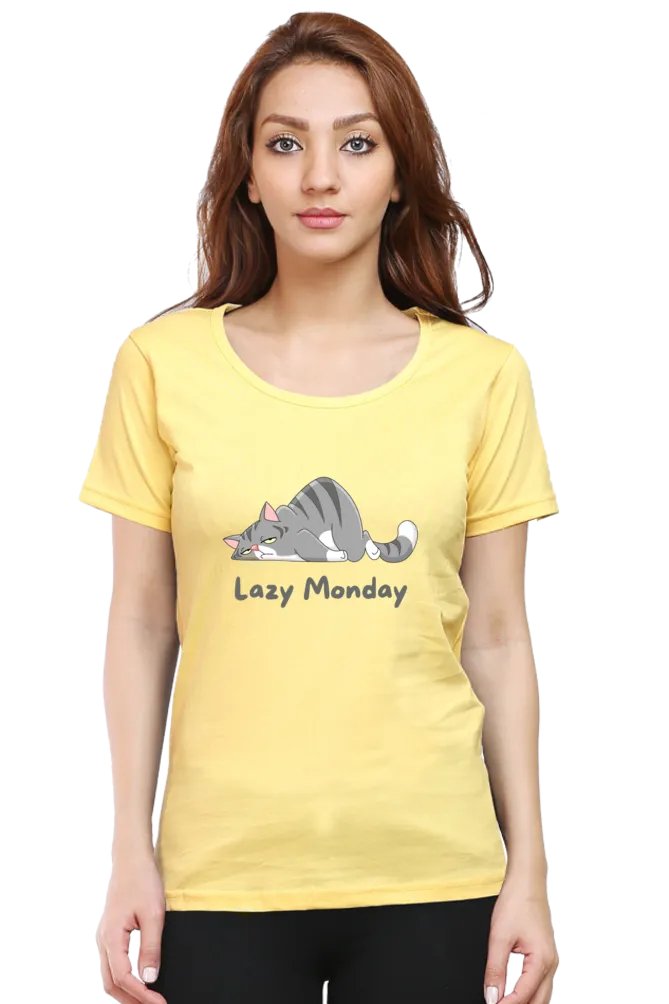 Lazy Monday Printed Scoop Neck T-shirt for women