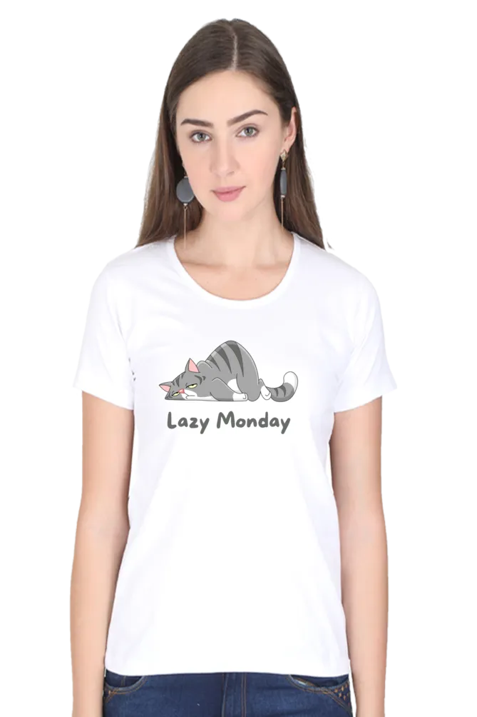 Lazy Monday Printed Scoop Neck T-shirt for women