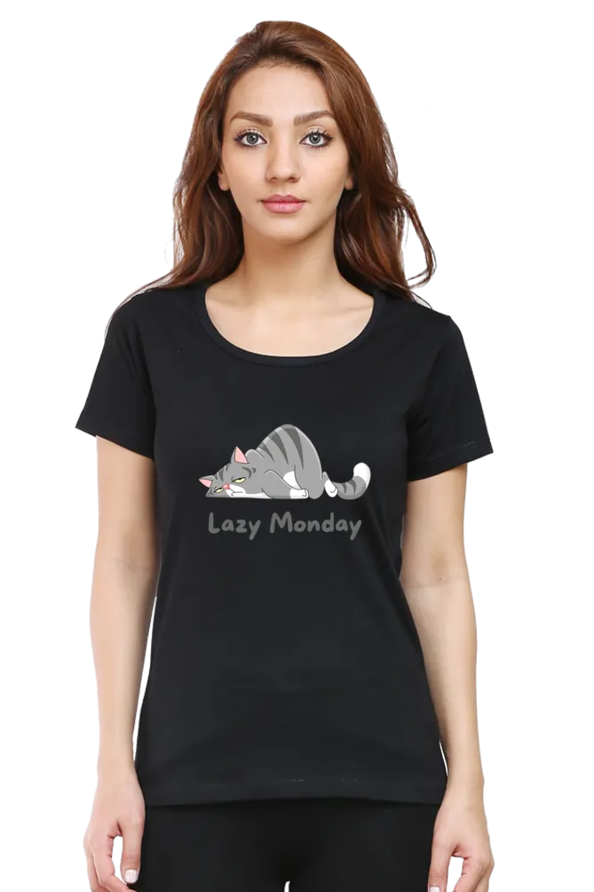 Lazy Monday Printed Scoop Neck T-shirt for women