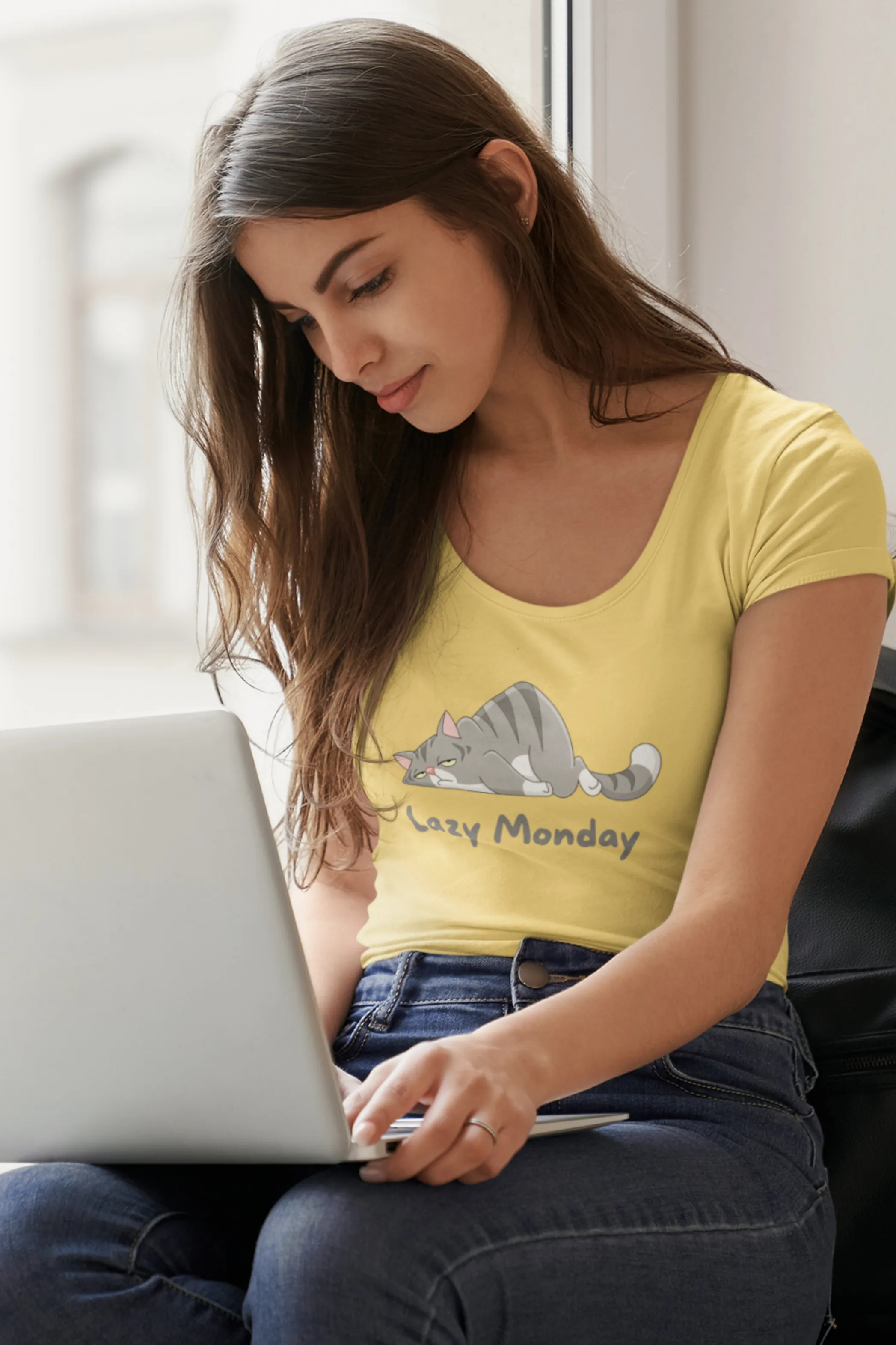 Lazy Monday Printed Scoop Neck T-shirt for women