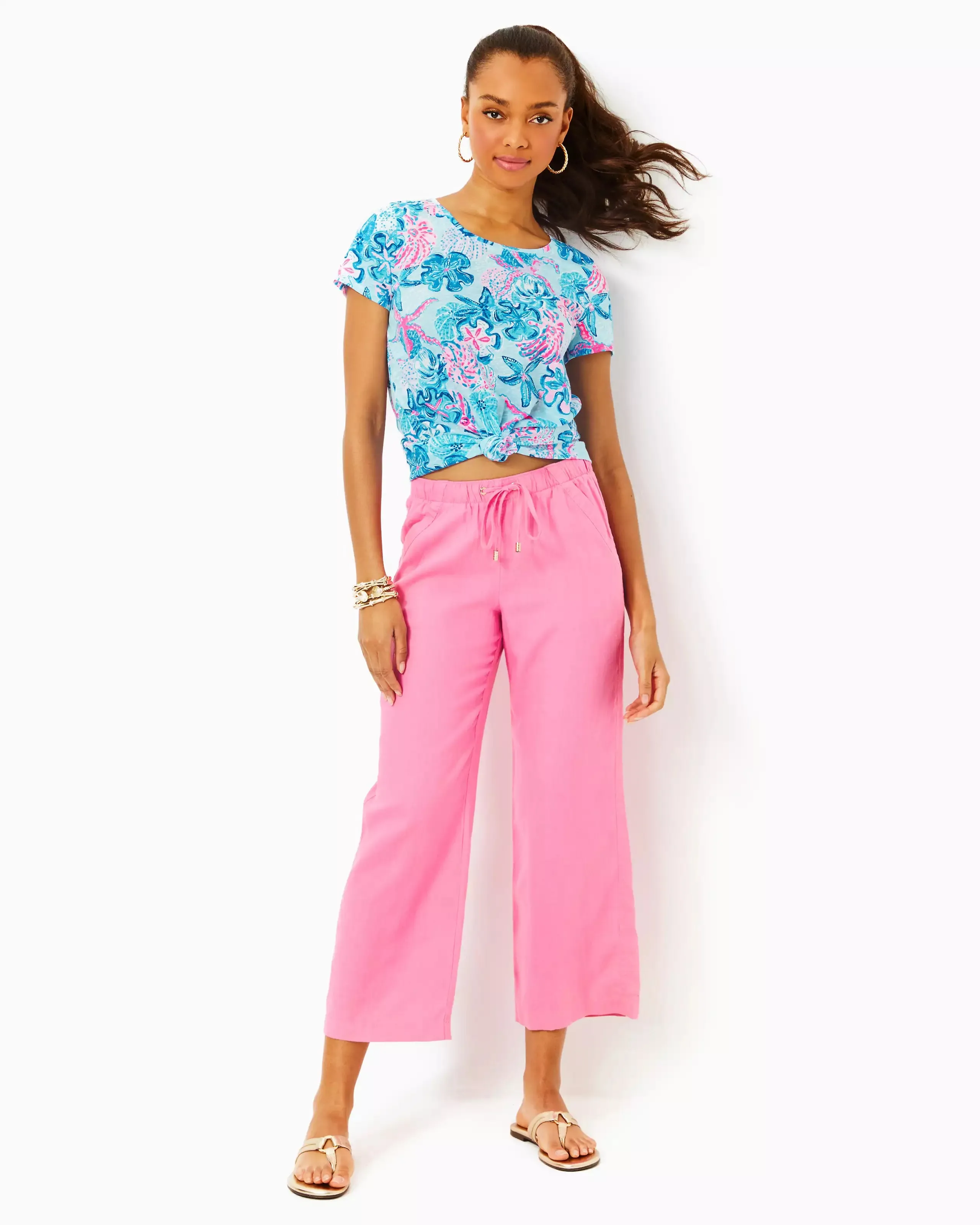 Lilly Pulitzer Women's Etta Scoop Neck Top - Multi Bahamas Beachcomber