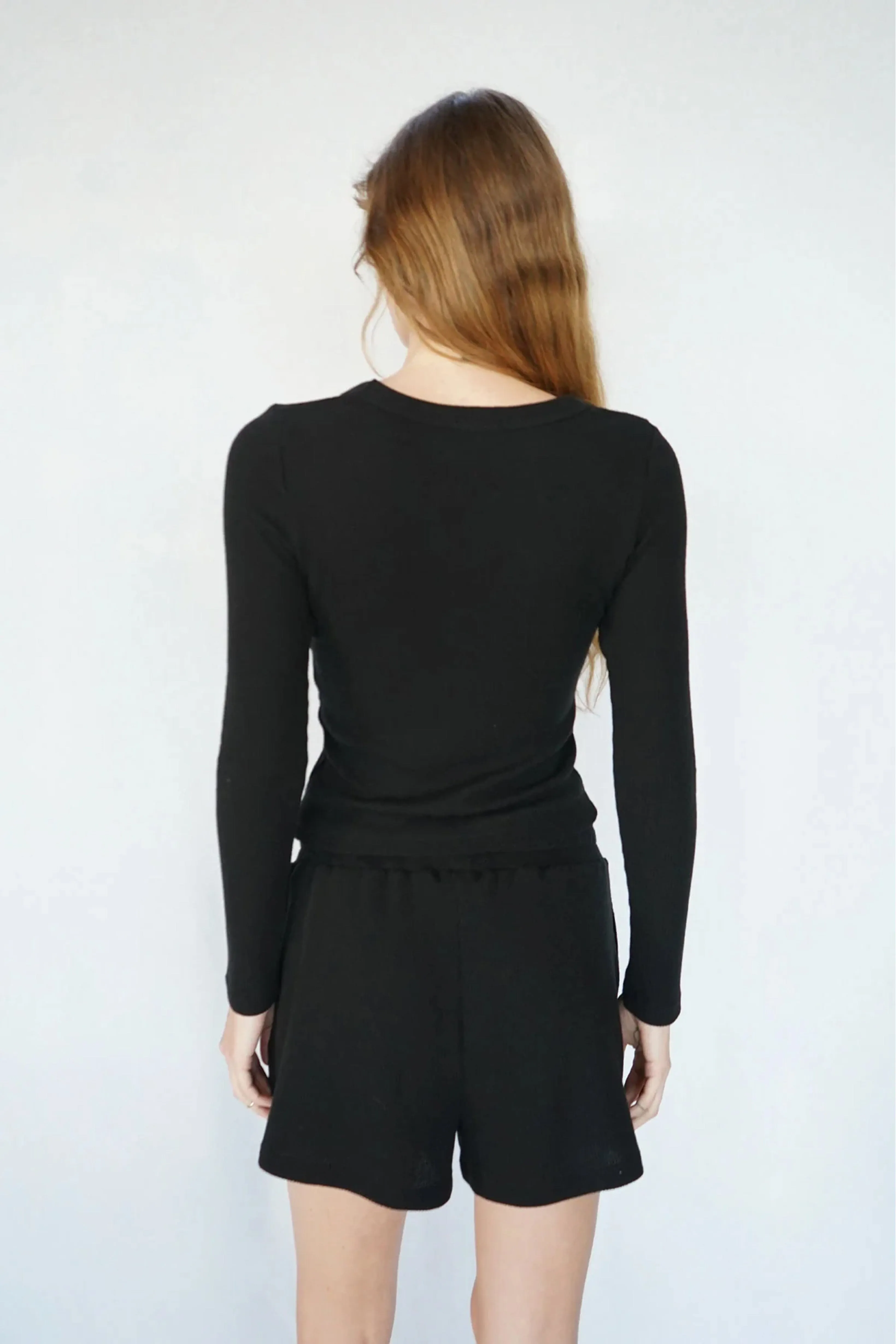 LNA | Crown Waffle Scoop Long Sleeve - Black
